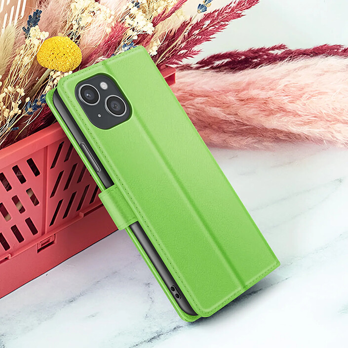 Zanaé Étui Portefeuille pour Apple iPhone 15 Plus Support et Languette Vert pas cher