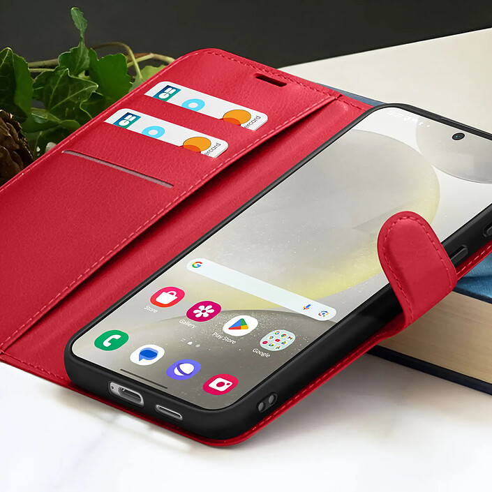 Acheter Zanaé Étui Portefeuille pour Galaxy S24 Plus avec Support et Languette Magnétique Rouge