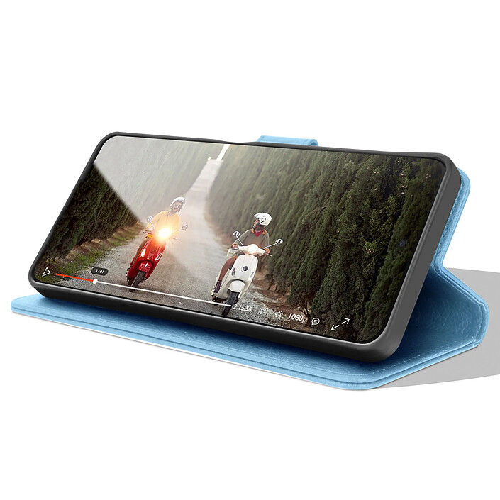 Avis Zanaé Étui Portefeuille pour Redmi 12C avec Fonction Support et Languette Magnétique Bleu