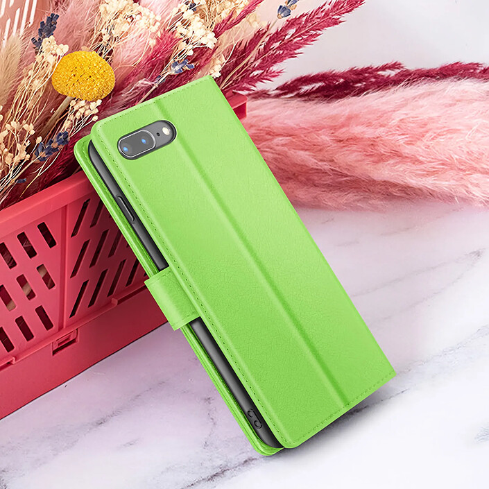 Zanaé Étui Portefeuille pour iPhone 8 Plus / 7 Plus Support et Languette Magnétique Vert pas cher