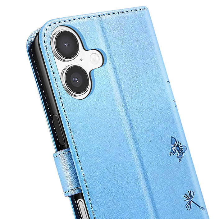 Zanaé Étui Portefeuille pour iPhone 17 Premium Design Fleurs Papillon Bleu clair pas cher