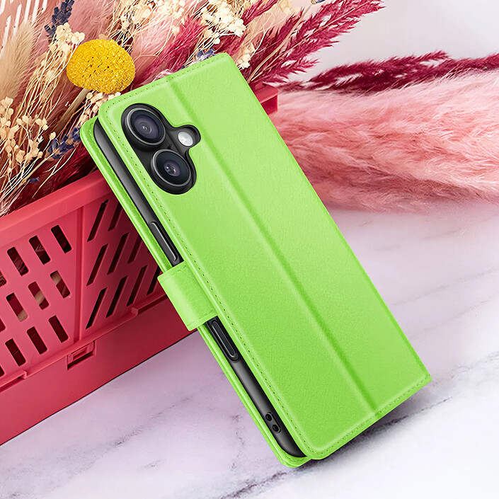 Zanaé Étui Portefeuille pour iPhone 16 Plus Support et Languette Magnétique Vert pas cher