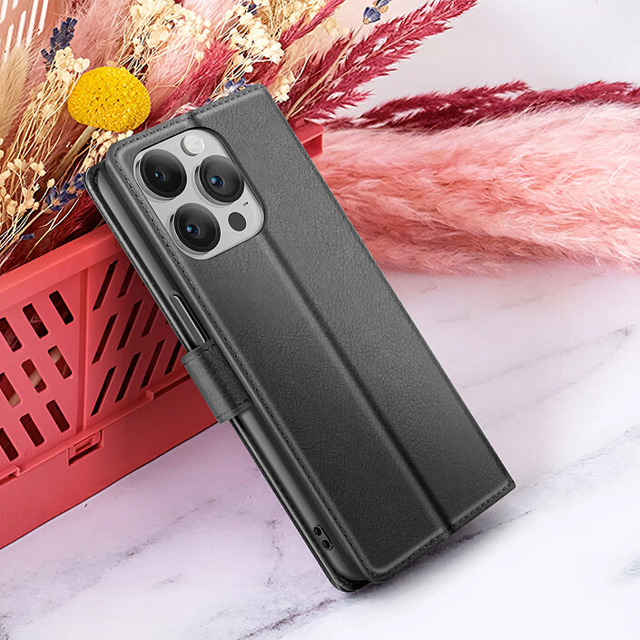 Zanaé Étui Portefeuille pour iPhone 14 Pro Max Support et Languette Magnétique Noir pas cher