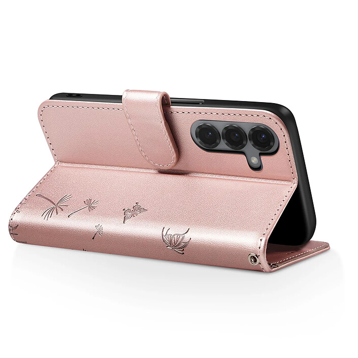 Avis Zanaé Étui Portefeuille pour Galaxy S24 / S25 Premium Design Fleurs Papillon Rose champagne