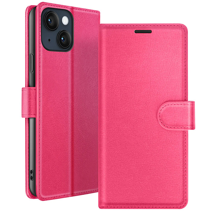 Zanaé Étui Portefeuille pour iPhone 14 Support et Languette Magnétique Fuchsia