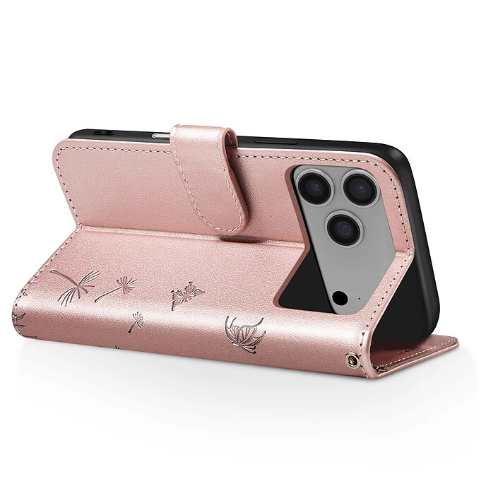 Avis Zanaé Étui Portefeuille pour iPhone 17 Pro Max Premium Design Fleurs Papillon Rose champagne