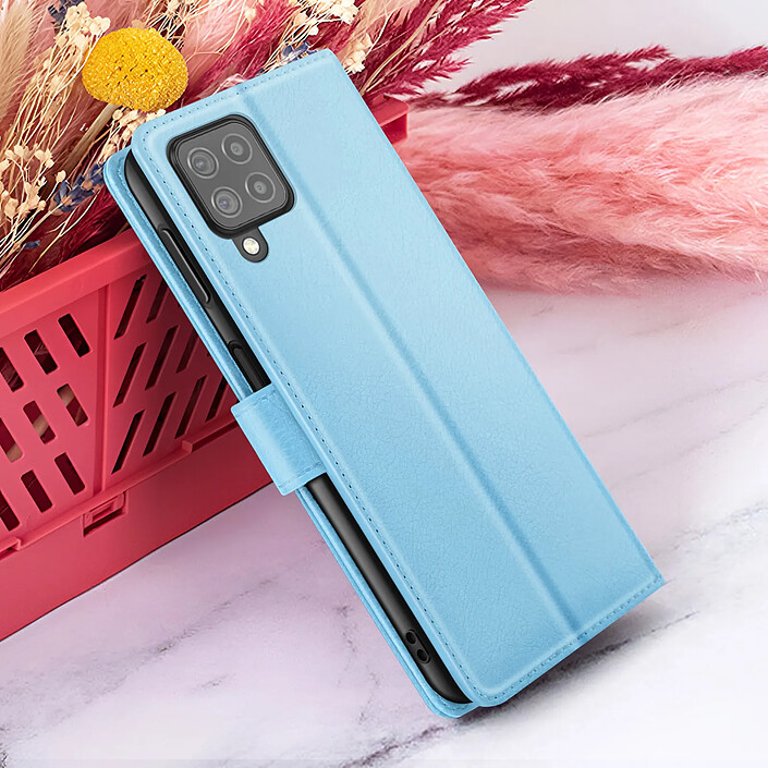 Zanaé Étui Portefeuille pour Galaxy M22 / M32 / A22 Support et Languette Magnétique Bleu clair pas cher