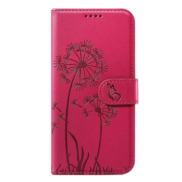 Zanaé Étui Portefeuille pour Galaxy S24 / S25 Premium Design Fleurs Papillon Rouge