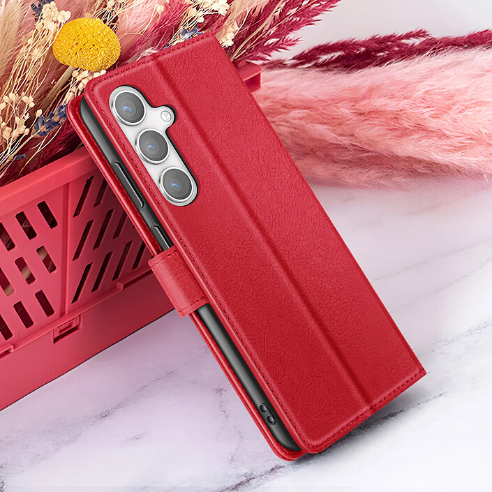Zanaé Étui Portefeuille pour Galaxy S24 Plus avec Support et Languette Magnétique Rouge pas cher