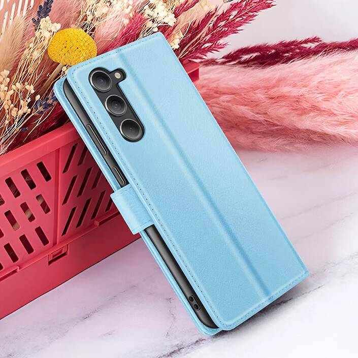 Zanaé Étui Portefeuille pour Galaxy S23 Plus avec Support et Languette Magnétique Bleu clair pas cher