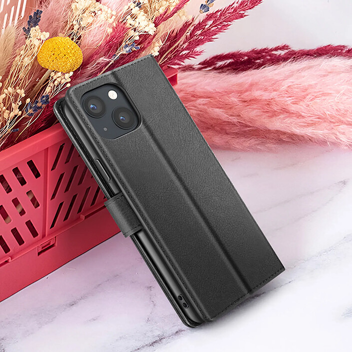 Zanaé Étui Portefeuille pour iPhone 13 Mini Support et Languette Magnétique Noir pas cher