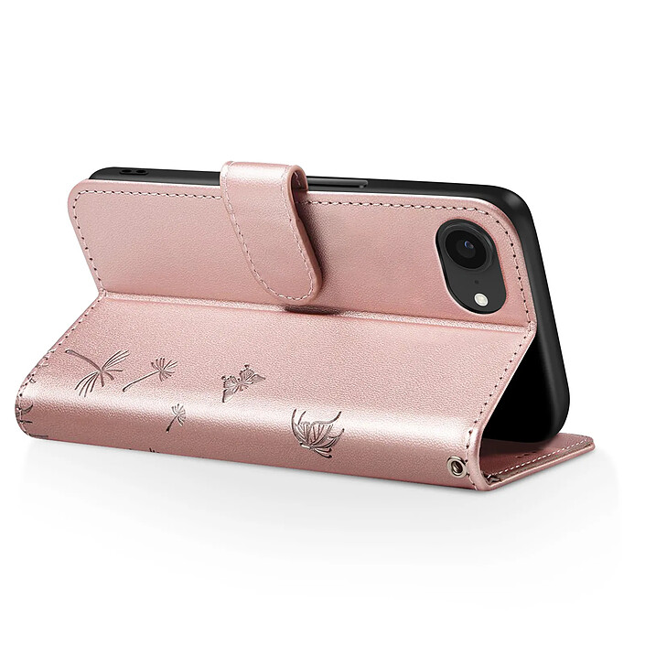 Avis Zanaé Étui Portefeuille pour iPhone 16e Premium Design Fleurs Papillon Rose champagne