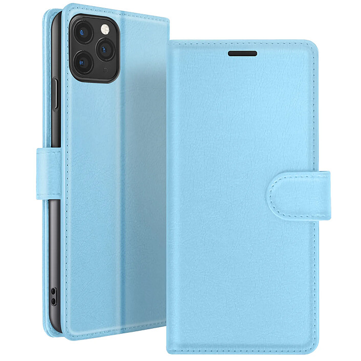 Zanaé Étui Portefeuille pour iPhone 11 Pro Max Support et Languette Magnétique Bleu clair