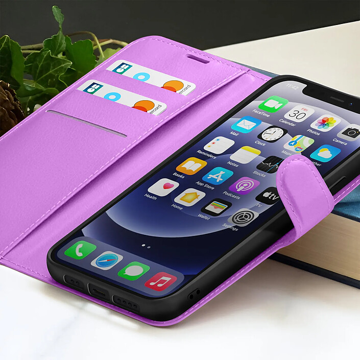 Acheter Zanaé Étui Portefeuille pour iPhone 12 mini Fonction Support et Languette Magnétique Violet