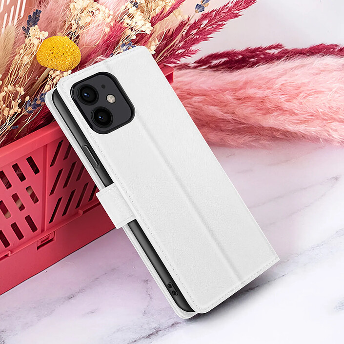 Zanaé Étui Portefeuille pour iPhone 12 mini Fonction Support et Languette Magnétique Blanc pas cher