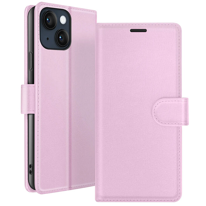 Zanaé Étui Portefeuille pour iPhone 14 Plus Support et Languette Magnétique Rose