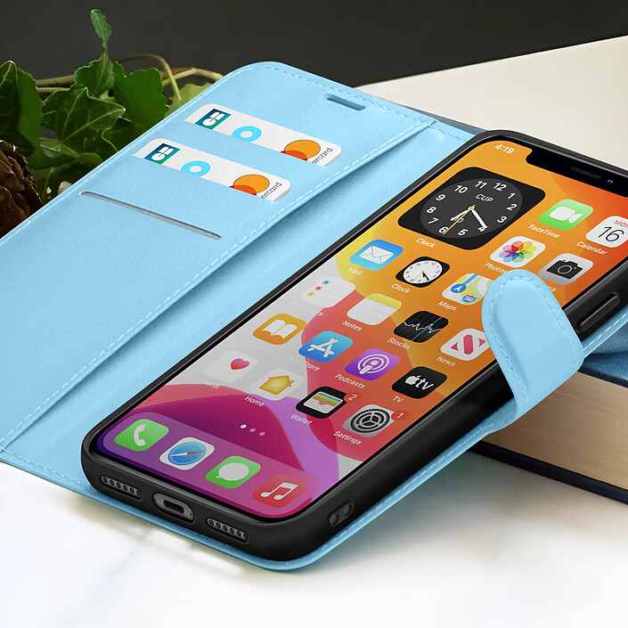 Acheter Zanaé Étui Portefeuille pour iPhone XR avec Fonction Support et Languette Magnétique Bleu clair