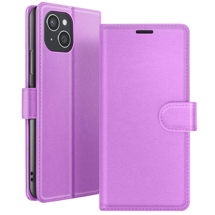 Zanaé Étui Portefeuille pour Apple iPhone 15 Plus Support et Languette Violet