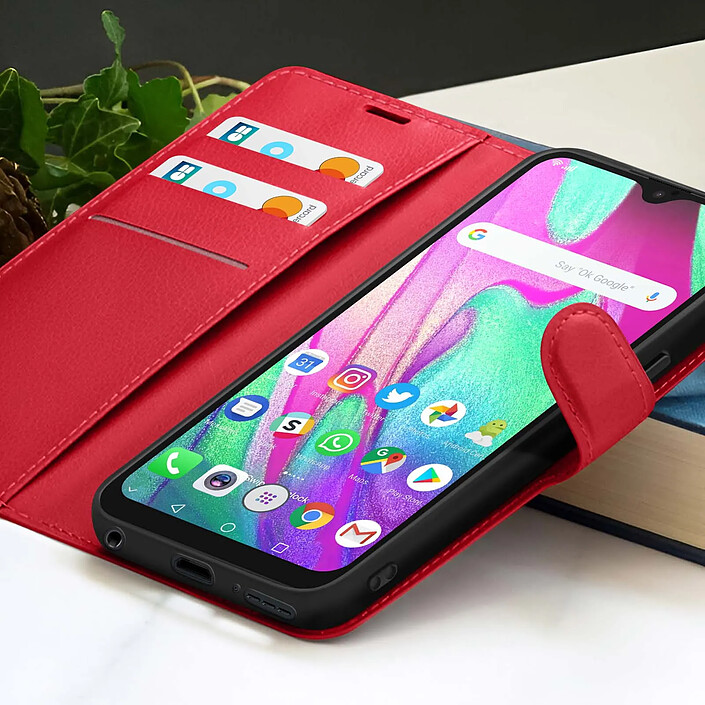 Acheter Zanaé Étui Portefeuille pour Samsung A40 Support et Languette Magnétique Rouge
