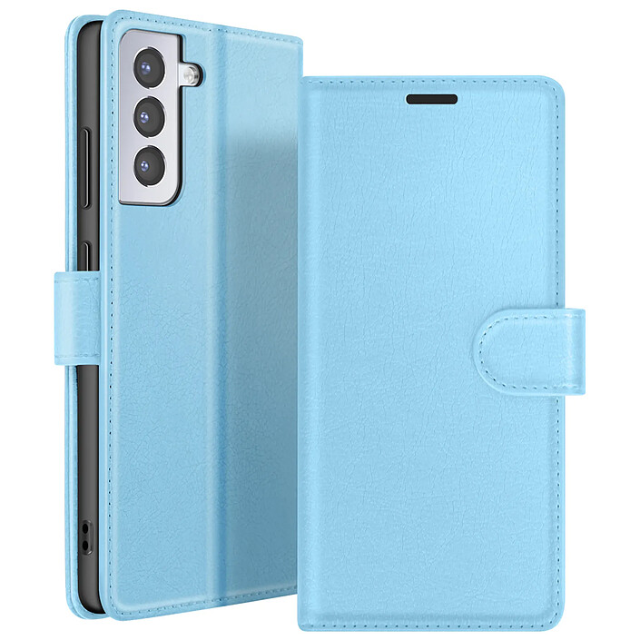 Zanaé Étui Portefeuille pour Galaxy S21 avec Fonction Support et Languette Magnétique Bleu clair