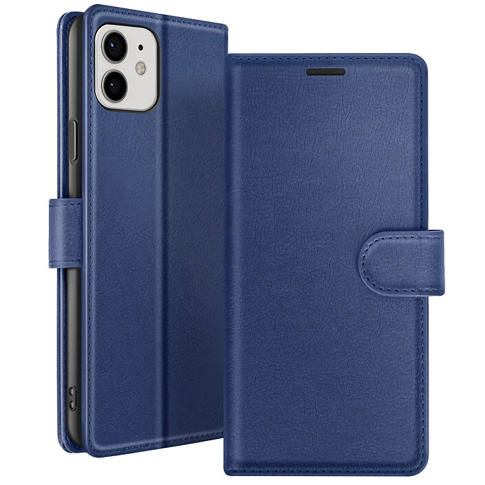Zanaé Étui Portefeuille pour iPhone 12 et 12 Pro Support et Languette Magnétique Bleu nuit