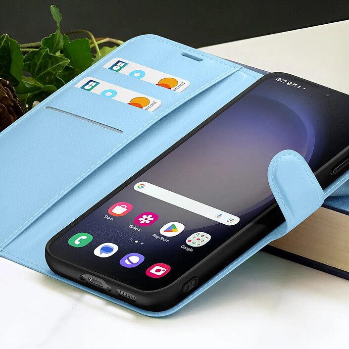 Acheter Zanaé Étui Portefeuille pour Galaxy S23 Plus avec Support et Languette Magnétique Bleu clair