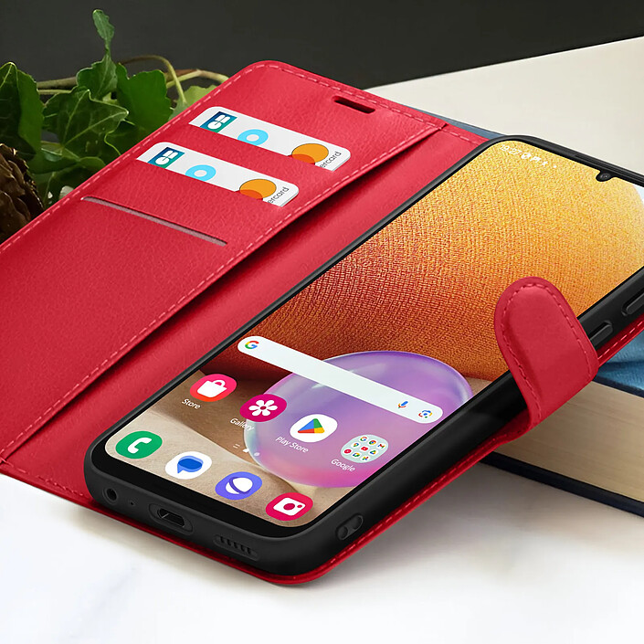 Acheter Zanaé Étui Portefeuille pour Galaxy A32 4G avec Support et Languette Magnétique Rouge