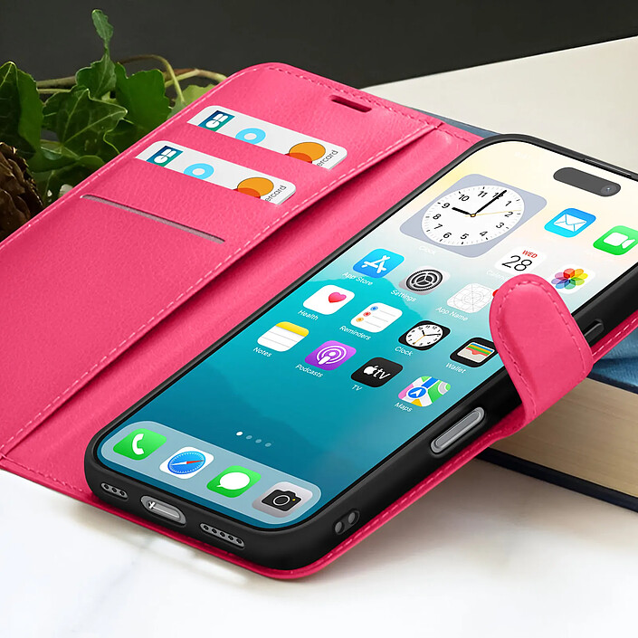Acheter Zanaé Étui Portefeuille pour iPhone 17 Pro avec Support et Languette Magnétique Fuchsia
