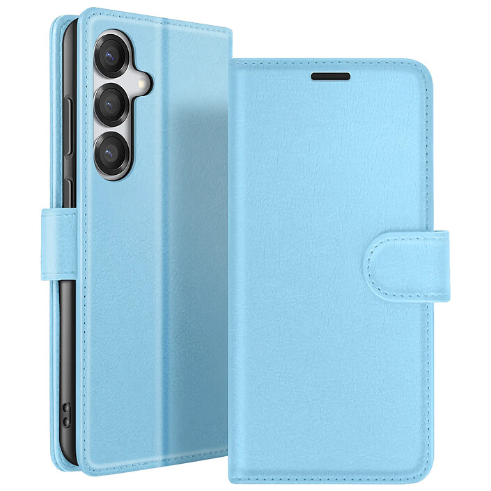 Zanaé Étui Portefeuille pour Galaxy S25 / S24 avec Support et Languette Magnétique Bleu clair