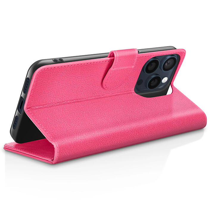 Avis Zanaé Étui Portefeuille pour iPhone 15 Pro Fonction Support et Languette Magnétique Fuchsia