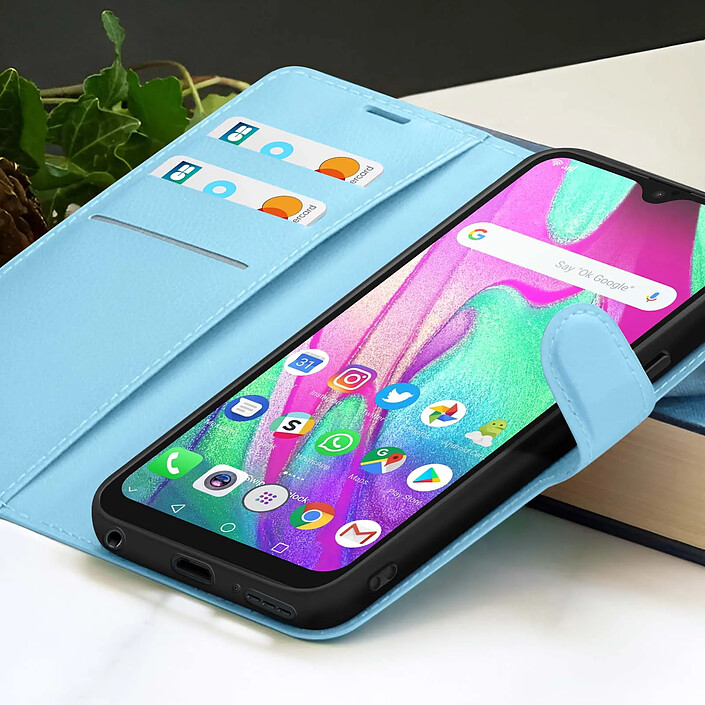 Acheter Zanaé Étui Portefeuille pour Samsung A40 Support et Languette Magnétique Bleu clair