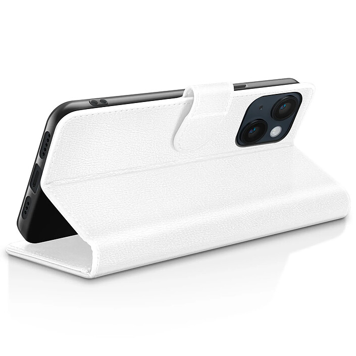 Avis Zanaé Étui Portefeuille pour iPhone 14 Support et Languette Magnétique Blanc