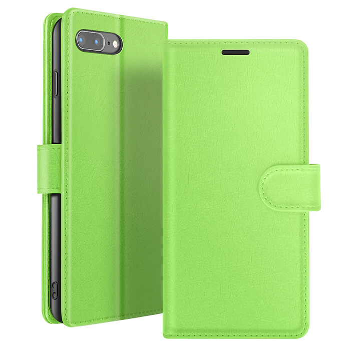 Zanaé Étui Portefeuille pour iPhone 8 Plus / 7 Plus Support et Languette Magnétique Vert