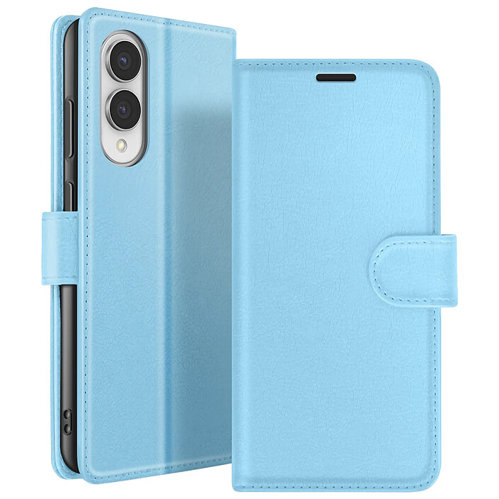 Zanaé Étui Portefeuille pour Galaxy S25 Edge avec Support et Languette Magnétique Bleu clair