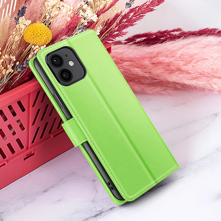 Zanaé Étui Portefeuille pour iPhone 12 mini Fonction Support et Languette Magnétique Vert pas cher