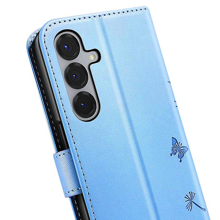 Zanaé Étui Portefeuille pour Galaxy S24 / S25 Premium Design Fleurs Papillon Bleu clair pas cher