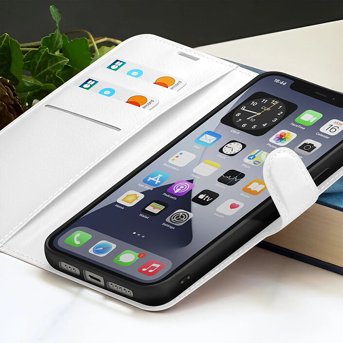 Acheter Zanaé Étui Portefeuille pour iPhone 12 et 12 Pro Support et Languette Magnétique Blanc