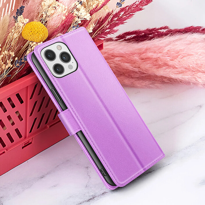 Zanaé Étui Portefeuille pour iPhone 12 Pro Max avec Support et Languette Magnétique Violet pas cher