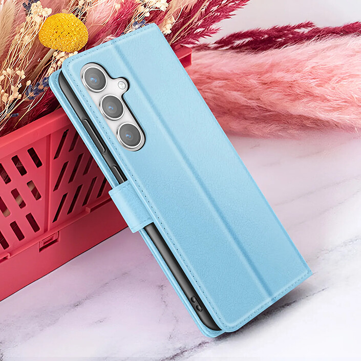 Zanaé Étui Portefeuille pour Galaxy S24 Plus avec Support et Languette Magnétique Bleu clair pas cher
