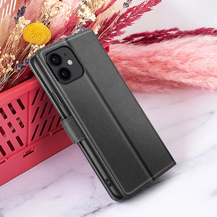 Zanaé Étui Portefeuille pour iPhone 12 mini Fonction Support et Languette Magnétique Noir pas cher