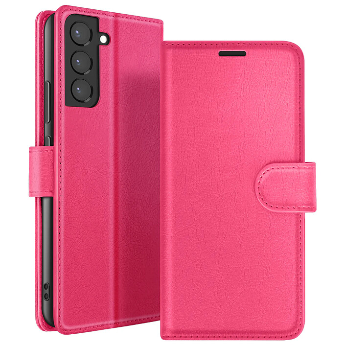 Zanaé Étui Portefeuille pour Samsung Galaxy S22 Plus Support et Languette Fuchsia