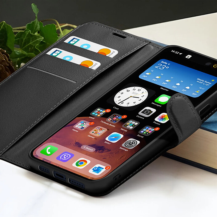 Acheter Zanaé Étui Portefeuille pour iPhone 15 Pro Max avec Support et Languette Magnétique Noir