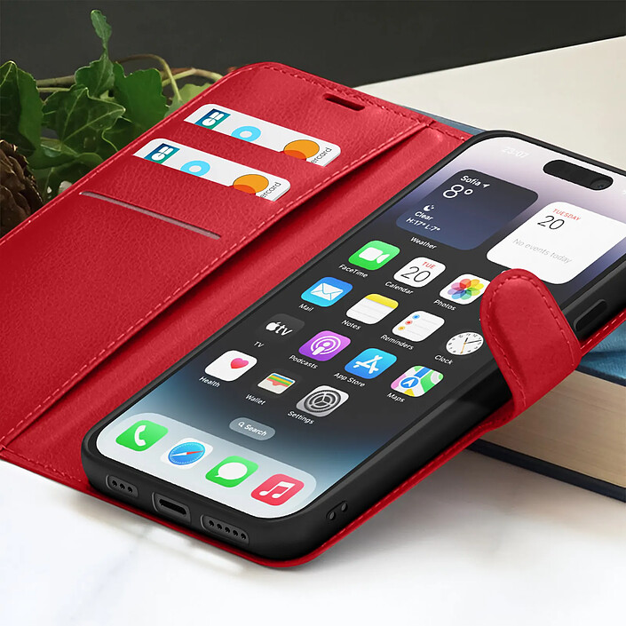 Acheter Zanaé Étui Portefeuille pour iPhone 14 Pro Max Support et Languette Magnétique Rouge