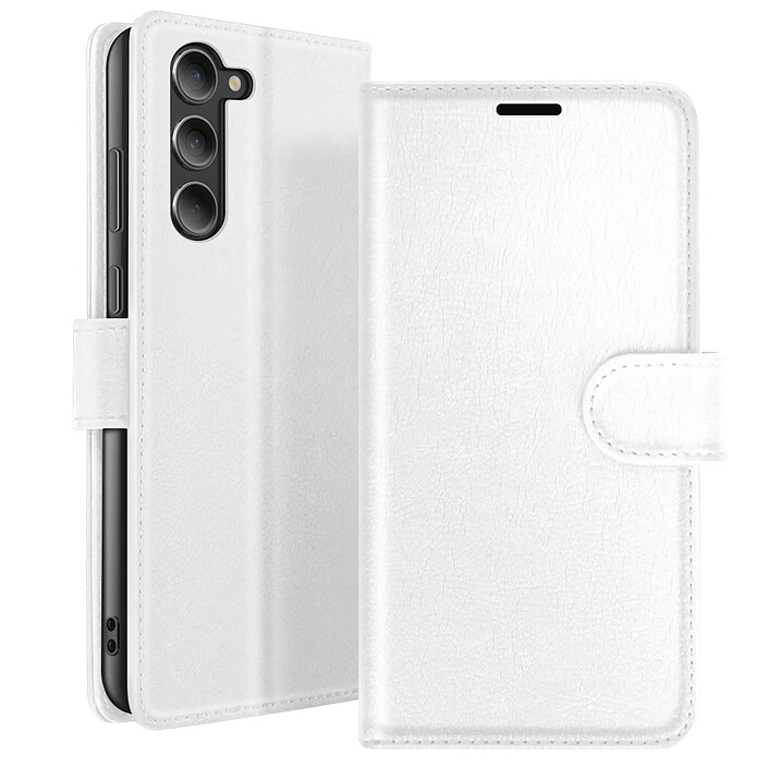 Zanaé Étui Portefeuille pour Galaxy S23 Plus avec Support et Languette Magnétique Blanc