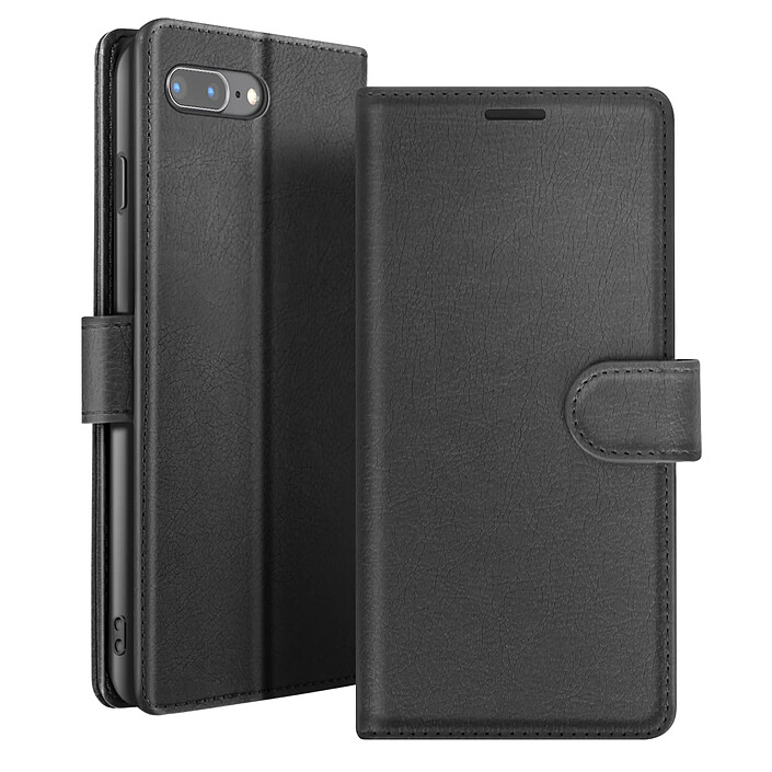 Zanaé Étui Portefeuille pour iPhone 8 Plus / 7 Plus Support et Languette Magnétique Noir