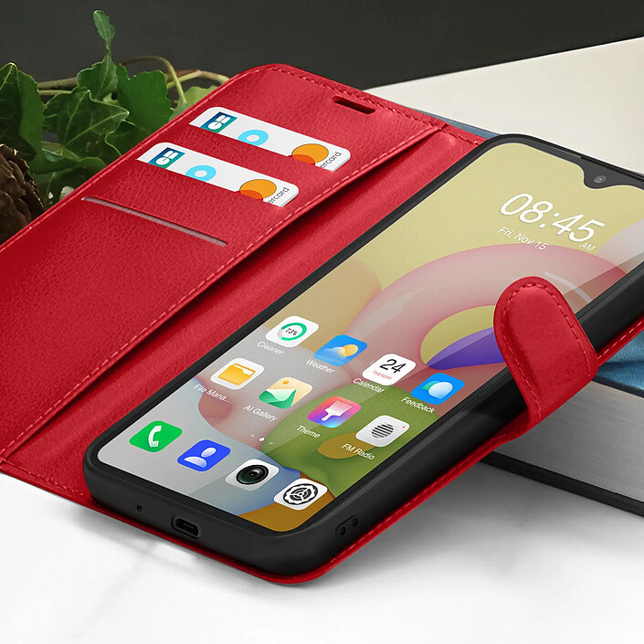 Acheter Zanaé Étui Portefeuille pour Galaxy A01 avec Fonction Support et Languette Magnétique Rouge