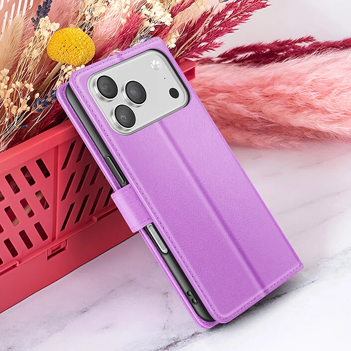 Zanaé Étui Portefeuille pour iPhone 17 Pro avec Support et Languette Magnétique Violet pas cher