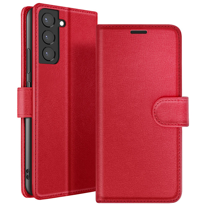 Zanaé Étui Portefeuille pour Samsung Galaxy S22 Plus Support et Languette Rouge