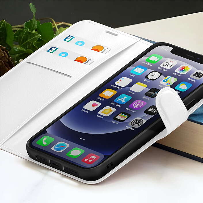 Acheter Zanaé Étui Portefeuille pour iPhone 12 mini Fonction Support et Languette Magnétique Blanc