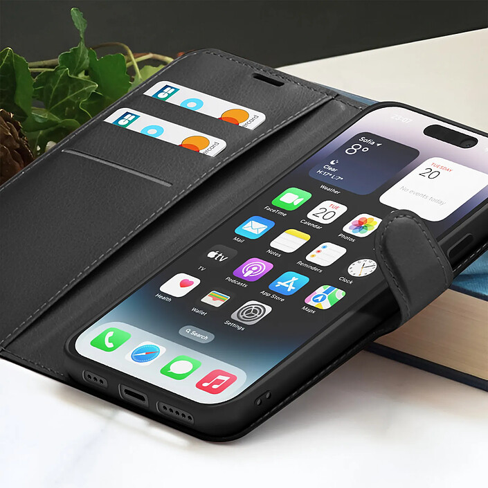Acheter Zanaé Étui Portefeuille pour iPhone 14 Pro Max Support et Languette Magnétique Noir